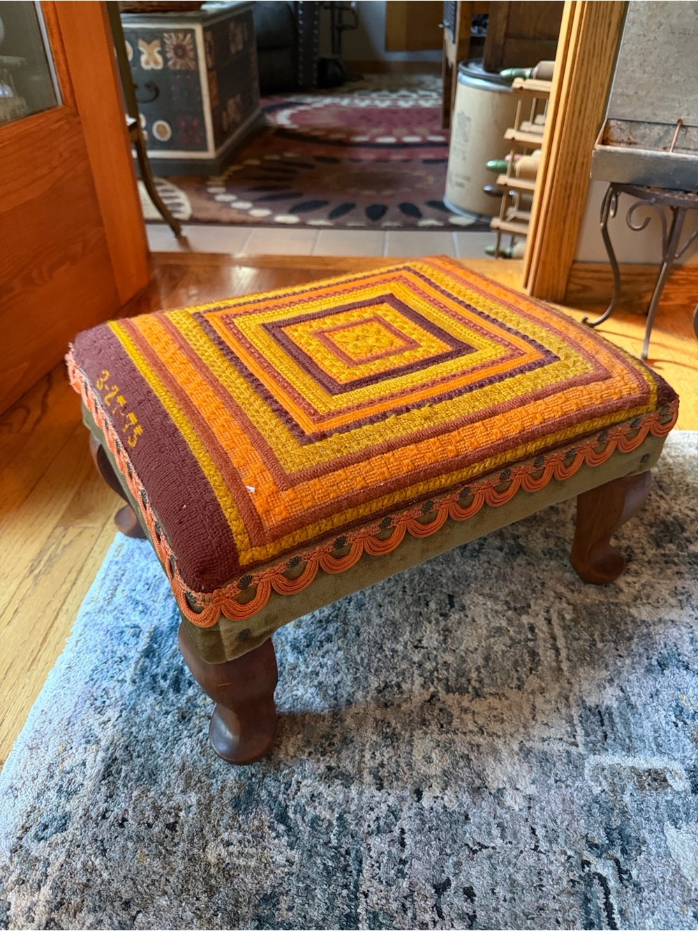 Vtg Handmade Turkish Kilim Ottoman Bench – Rectangular Carpet Upholstered Stool